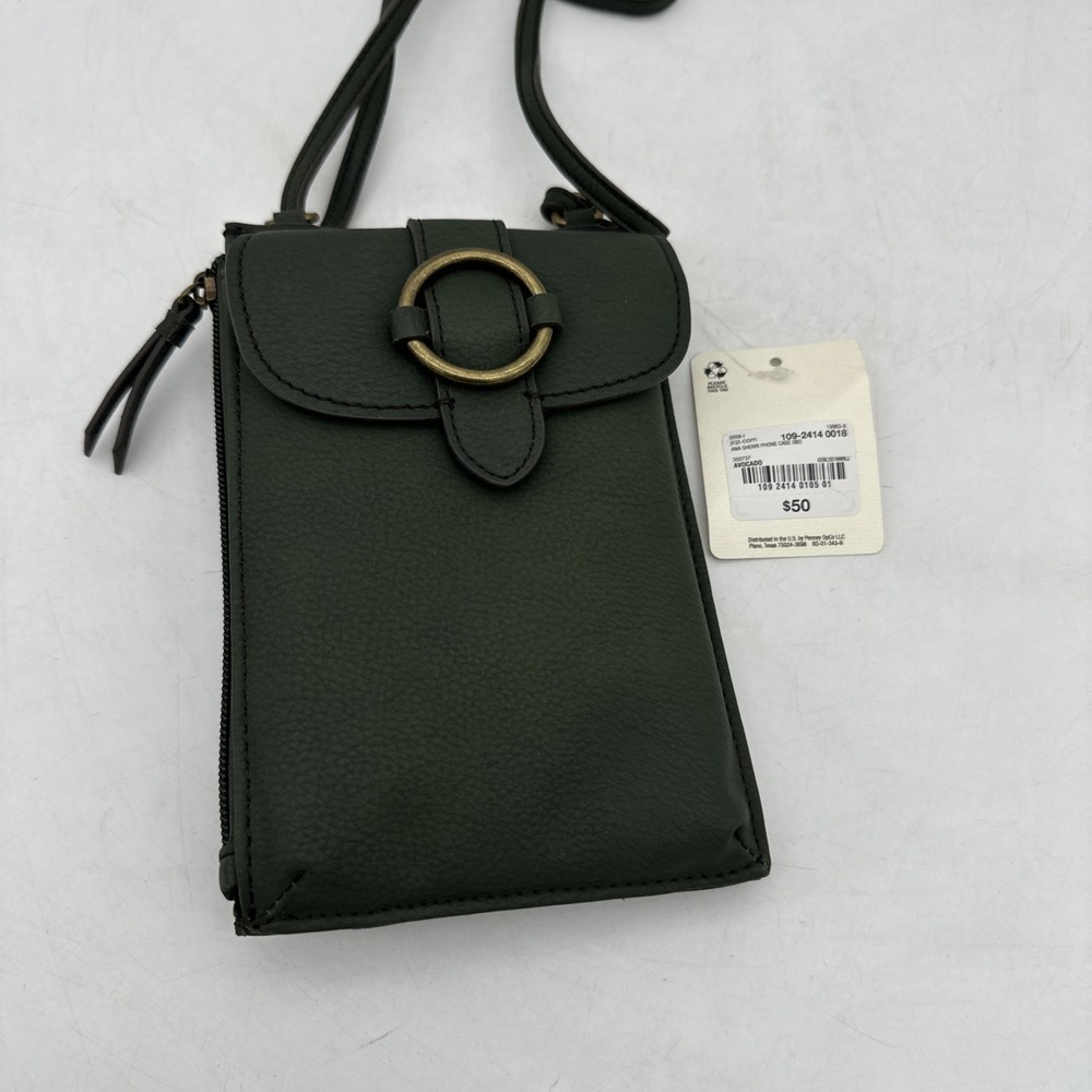 a.n.a. Sherri Hand bag Purse Phone Case 8" x 5.25" Crossbody Strap Avocado NEW